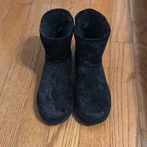 shiny little black booties